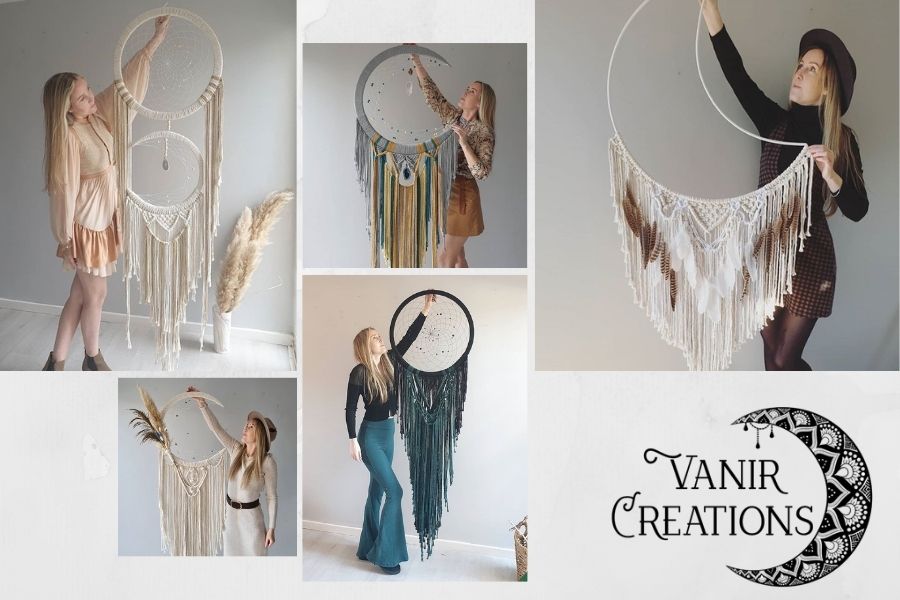 Learn How to Make Beautiful Macrame Moon Dreamcatchers with Vanir Creations