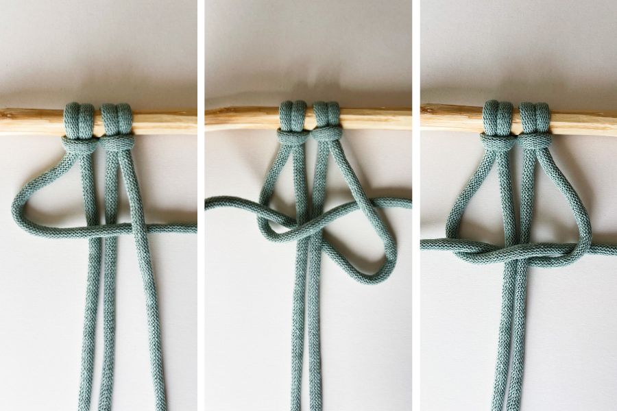 Square Knot Step-by-step Tutorial with Photos - Step 1 - Macrame for Beginners