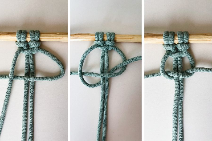 Square Knot Step-by-step Tutorial with Photos - Step 3 - Macrame for Beginners