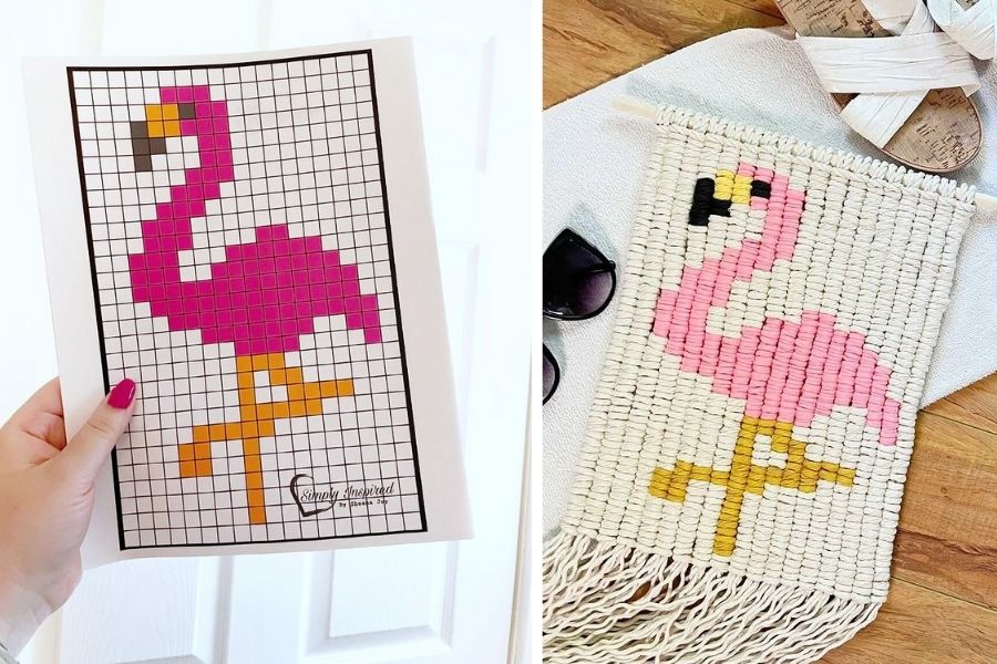 August Monthly Macrame Challenge - Simply Inspired Flamingo Wall Hanging