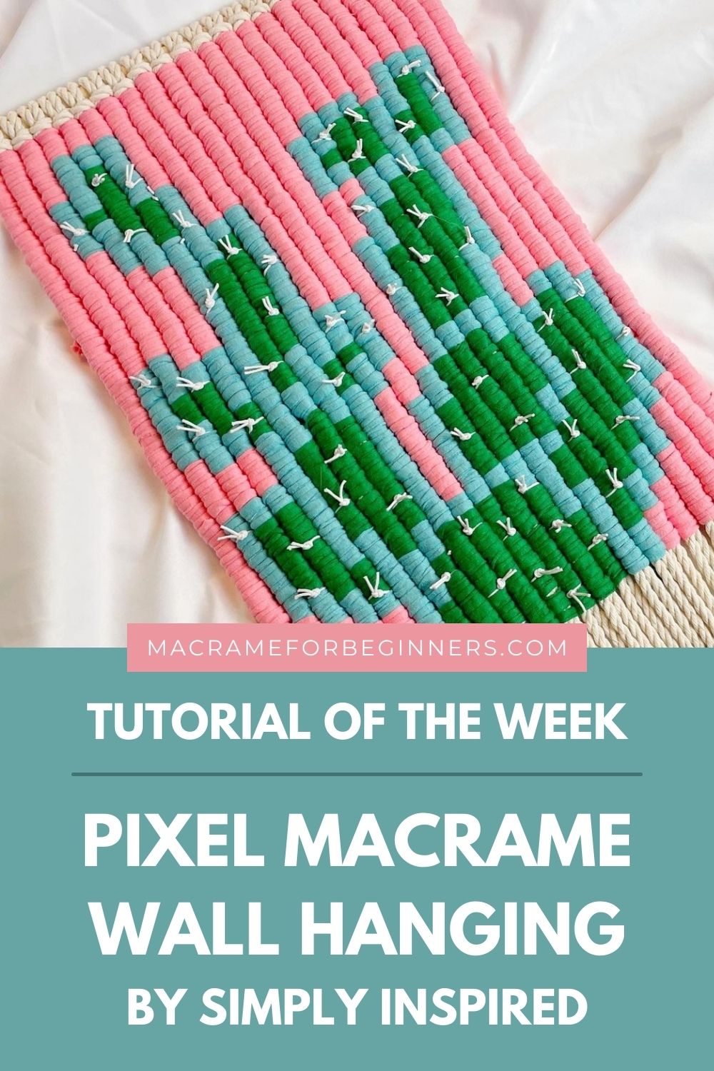 Easy Pixel Macrame Cactus Wall Hanging by Simply Inspired - Macrame for Beginners