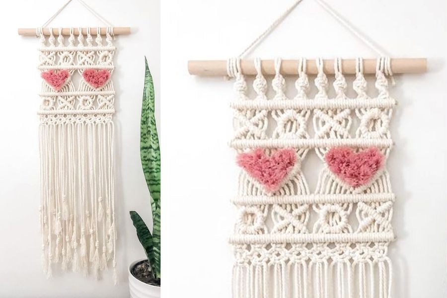 Valentine's Day Macrame Wall Hanging - February Monthly Macrame Challenge - Macrame for Beginners