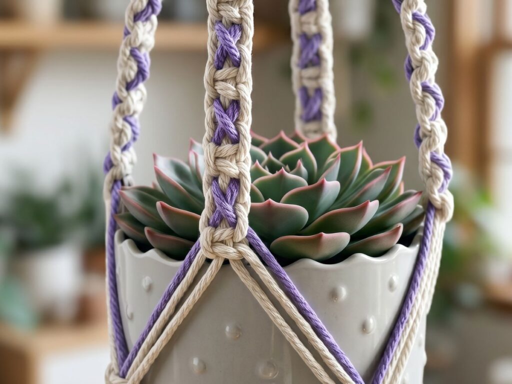 Free Easy X-Knot Macrame Plant Hanger Tutorial for Beginners