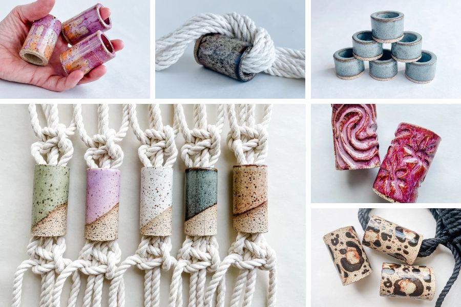 Gorgeous Ceramic Macrame Beads and Tubes by Stacia Schaefer Design