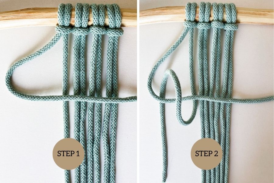 Double Half Hitch Knot Step-by-step Tutorial with Photos - Step 1 - Macrame for Beginners