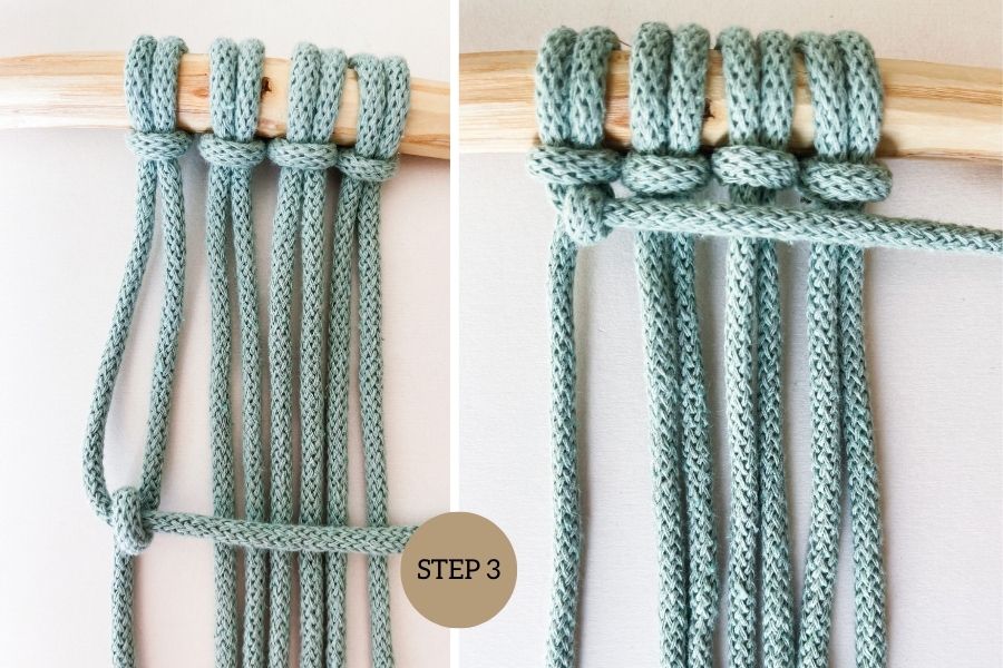 Double Half Hitch Knot Step-by-step Tutorial with Photos - Step 3 - Macrame for Beginners 