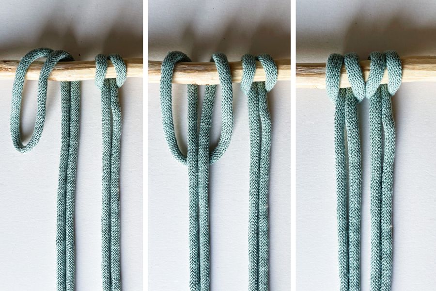 Reverse Larks Head Knot Step-by-step Tutorial with Photos - Macrame for Beginners Knot Guide
