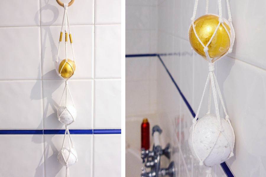 Easy DIY Macrame Bath Bomb Hanger for Beginners - Disco Ball Hanger