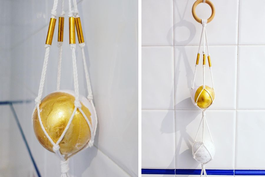 Easy DIY Macrame Bath Bomb Hanger Tutorial for Beginners - Disco Ball Hanger