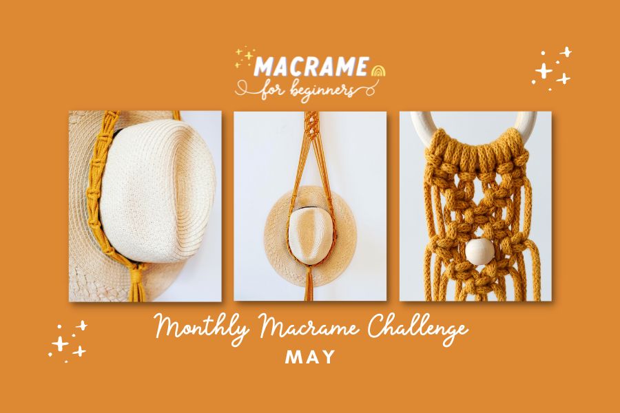 Monthly Macrame Challenge - Easy Macrame Hat Hanger for Beginners by Marloes